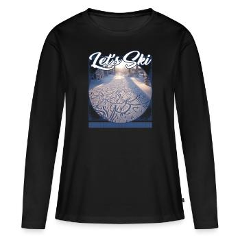 Let’s Ski Snowflake Itinéraires de ski cristallin - T-shirt manches longues Premium bio Femme - noir - Devant - Julia (174cm)