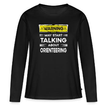 Parler de course d’orientation drôle - T-shirt manches longues Premium bio Femme - noir - Devant - Julia (174cm)
