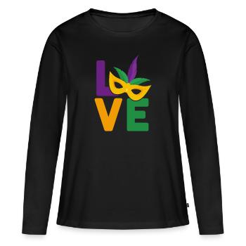 Mardi Gras Love Karneval Fasching Parade - Frauen Premium Bio Langarmshirt - Schwarz - Vorne - Julia (174cm)