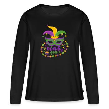 Mardi Gras - T-shirt manches longues Premium bio Femme - noir - Devant - Julia (174cm)