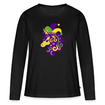 Mardi Gras - Women's Premium Organic Long Sleeve Shirt - black - Front - Julia (174cm)