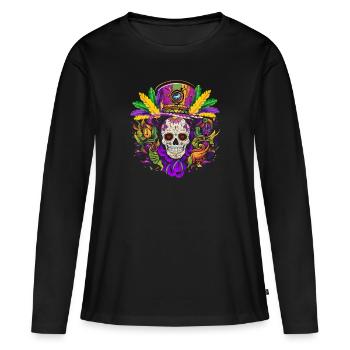Mardi Gras - Women's Premium Organic Long Sleeve Shirt - black - Front - Julia (174cm)
