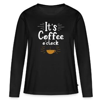 It's Coffee o clock Funny Coffee - Frauen Premium Bio Langarmshirt - Schwarz - Vorne - Julia (174cm)