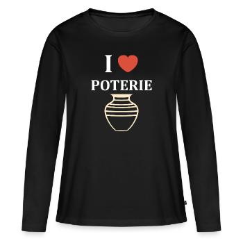 Humour pots de Poterie - T-shirt manches longues Premium bio Femme - noir - Devant - Julia (174cm)