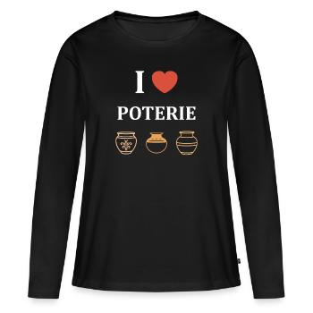 Humour pots de Poterie - T-shirt manches longues Premium bio Femme - noir - Devant - Julia (174cm)