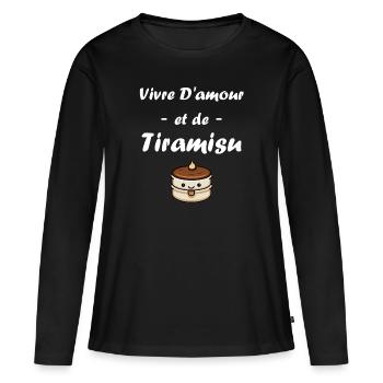 Humour tiramisu - T-shirt manches longues Premium bio Femme - noir - Devant - Julia (174cm)