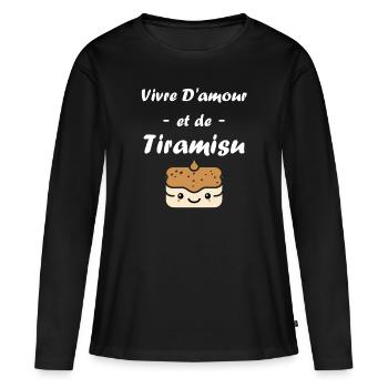 Humour tiramisu - T-shirt manches longues Premium bio Femme - noir - Devant - Julia (174cm)
