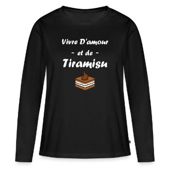Humour tiramisu - T-shirt manches longues Premium bio Femme - noir - Devant - Julia (174cm)