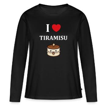 Humour tiramisu - T-shirt manches longues Premium bio Femme - noir - Devant - Julia (174cm)
