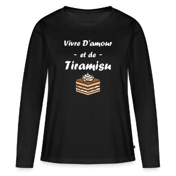Humour tiramisu - T-shirt manches longues Premium bio Femme - noir - Devant - Julia (174cm)