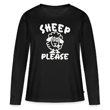 Des moutons s’il vous plaît - T-shirt manches longues Premium bio Femme - noir - Devant - Julia (174cm)