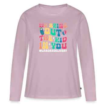 Nurse Baby Maternity Nurse - Women's Premium Organic Long Sleeve Shirt - dusky pink - Front - Julia (174cm)