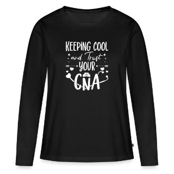 CNA Nursing Quotes Certified Nurse Assistant Gifts - Frauen Premium Bio Langarmshirt - Schwarz - Vorne - Julia (174cm)