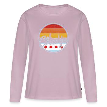 Chicago, Illinois, États-Unis - T-shirt manches longues Premium bio Femme - rose poudré - Devant - Julia (174cm)