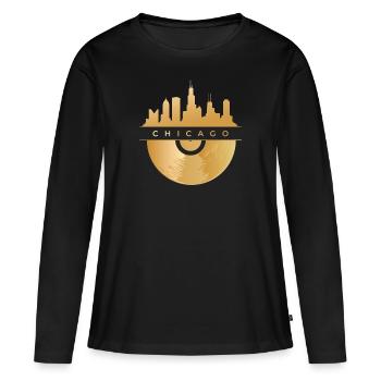 Chicago House Music, Illinois - T-shirt manches longues Premium bio Femme - noir - Devant - Julia (174cm)