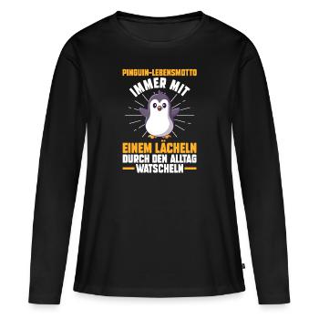 Pingouin mignon - T-shirt manches longues Premium bio Femme - noir - Devant - Julia (174cm)