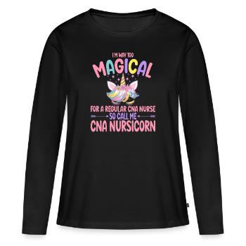 Cna Nursicorn comme un cadeau d’allaitement normal - T-shirt manches longues Premium bio Femme - noir - Devant - Julia (174cm)