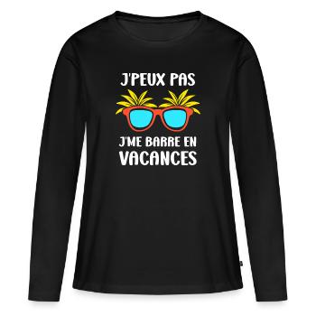 Je suis en vacances - T-shirt manches longues Premium bio Femme - noir - Devant - Julia (174cm)