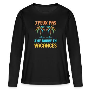je suis en vacances - T-shirt manches longues Premium bio Femme - noir - Devant - Julia (174cm)