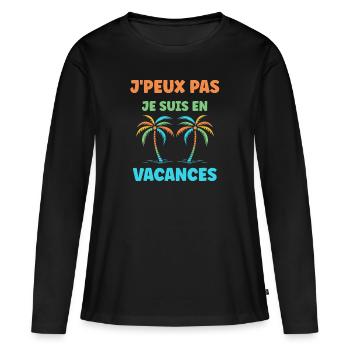 Je suis en vacances - T-shirt manches longues Premium bio Femme - noir - Devant - Julia (174cm)