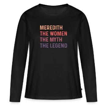 Meredith femme mythe légende Gag nom personnalisé - T-shirt manches longues Premium bio Femme - noir - Devant - Julia (174cm)