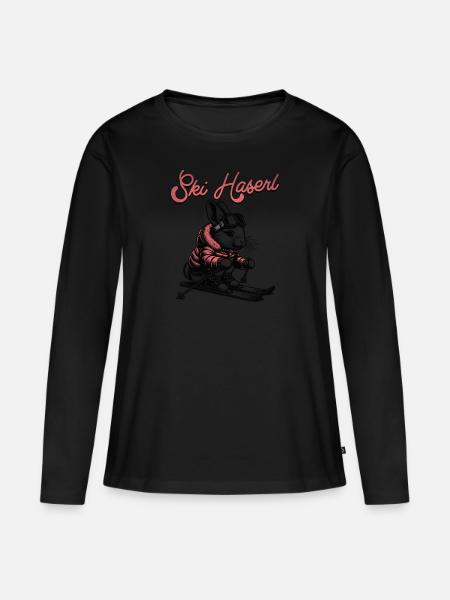 Ski Haserl - Frauen Premium Bio Langarmshirt - Schwarz