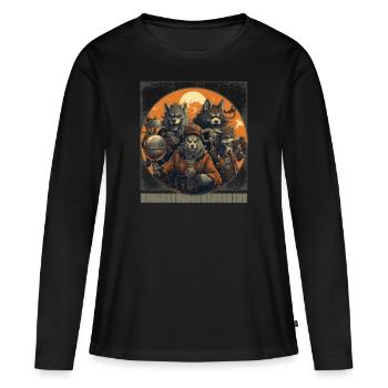 Steampunk Werewolf Tee, Clockwork Pumpkin - Women's Premium Organic Long Sleeve Shirt - black - Front - Julia (174cm)