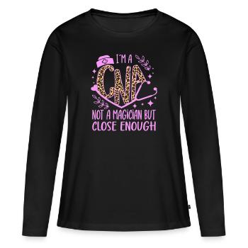 CNA Citations de soins infirmiers Drôle Infirmière Amoureux Mignon CNA - T-shirt manches longues Premium bio Femme - noir - Devant - Julia (174cm)