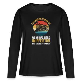 Chemin de fer miniature Train miniature Train Chemin de fer Chemin de fer Chemin de fer Train miniature Train modèle T - T-shirt manches longues Premium bio Femme - noir - Devant - Julia (174cm)