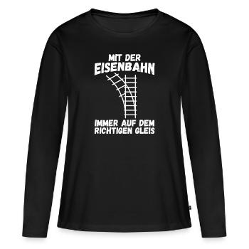 Chemin de fer miniature Train miniature Train Chemin de fer Chemin de fer Chemin de fer Train miniature Train modèle T - T-shirt manches longues Premium bio Femme - noir - Devant - Julia (174cm)