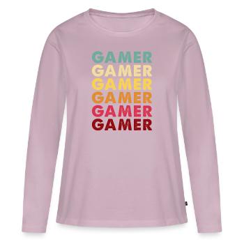 Lustiges Vintage Videospiel Shirt Retro GAMER Herren - Frauen Premium Bio Langarmshirt - Altrosa - Vorne - Julia (174cm)