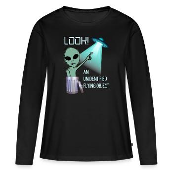 Regarder UFO - T-shirt manches longues Premium bio Femme - noir - Devant - Julia (174cm)