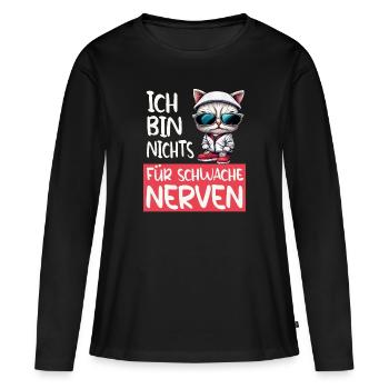 Je ne suis pas pour les âmes sensibles - Funny Cat - T-shirt manches longues Premium bio Femme - noir - Devant - Julia (174cm)