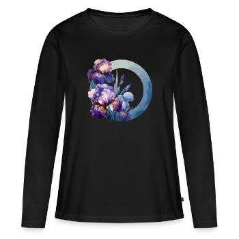 Iris dessinés - T-shirt manches longues Premium bio Femme - noir - Devant - Julia (174cm)
