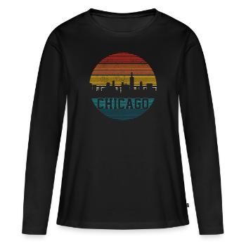 Chicago Illinois Souvenir cadeau - T-shirt manches longues Premium bio Femme - noir - Devant - Julia (174cm)