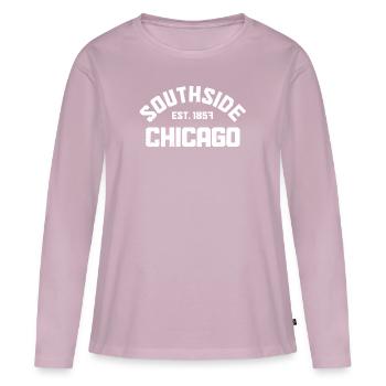 Chicago Illinois Souvenir cadeau - T-shirt manches longues Premium bio Femme - rose poudré - Devant - Julia (174cm)