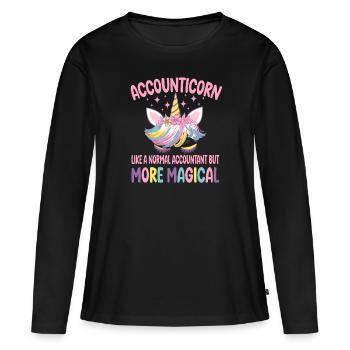 Accounticorn comme un comptable normal Cadeaux - T-shirt manches longues Premium bio Femme - noir - Devant - Julia (174cm)
