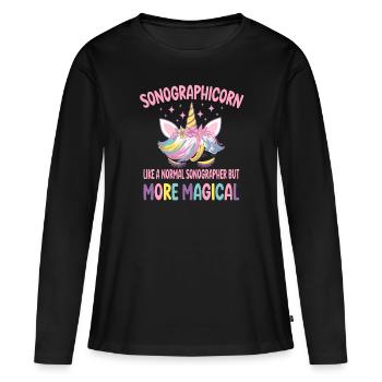 Sonographicorn like a normal Sonographist gifts - Women's Premium Organic Long Sleeve Shirt - black - Front - Julia (174cm)