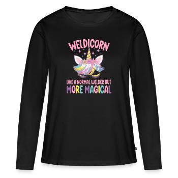 Weldicorn soudage comme un cadeau de fille soudeuse normale - T-shirt manches longues Premium bio Femme - noir - Devant - Julia (174cm)