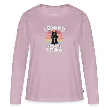 1966 Geburtstag Legend since sunset Teddy - Frauen Premium Bio Langarmshirt - Altrosa - Vorne - Julia (174cm)