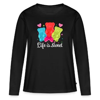 Gümmibären machen das leben süßer - Frauen Premium Bio Langarmshirt - Schwarz - Vorne - Julia (174cm)