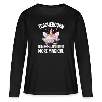 Teachercorn comme un professeur normal Cadeaux de tuteur - T-shirt manches longues Premium bio Femme - noir - Devant - Julia (174cm)