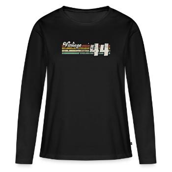 Rétro anniversaire né en 1944 Slogan Phrase citation - T-shirt manches longues Premium bio Femme - noir - Devant - Julia (174cm)