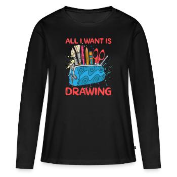 Artiste Peintre Graphique Tout Ce Que Je Veux, Ce Sont Des Dessins - T-shirt manches longues Premium bio Femme - noir - Devant - Julia (174cm)