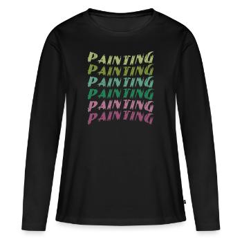 Peinture Peinture Coulée Vernis Construction Peinture - T-shirt manches longues Premium bio Femme - noir - Devant - Julia (174cm)