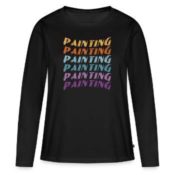 Peinture Peinture Coulée Vernis Construction Peinture - T-shirt manches longues Premium bio Femme - noir - Devant - Julia (174cm)