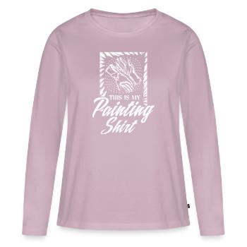 C’est ma chemise de peinture Décorer Casting Peinture - T-shirt manches longues Premium bio Femme - rose poudré - Devant - Julia (174cm)