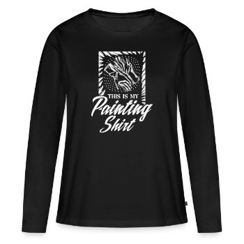 C’est ma chemise de peinture Décorer Casting Peinture - T-shirt manches longues Premium bio Femme - noir - Devant - Julia (174cm)
