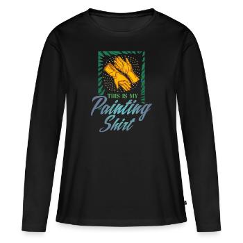 C’est ma chemise de peinture Décorer Casting Peinture - T-shirt manches longues Premium bio Femme - noir - Devant - Julia (174cm)