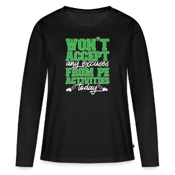 Professeur d’éducation physique Professeur d’éducation physique - T-shirt manches longues Premium bio Femme - noir - Devant - Julia (174cm)